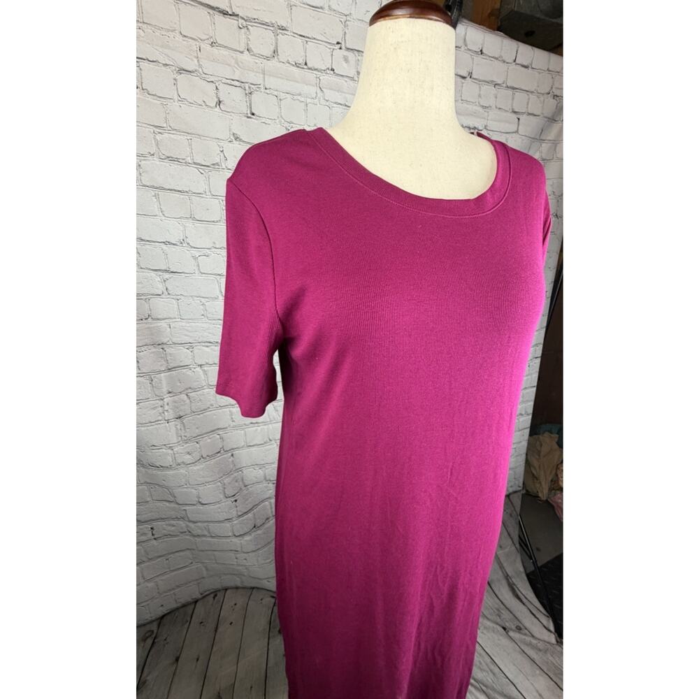 A New Day Ribbed Crew Neck Midi Dress Womens Size XXL Pink Magenta Side Slit New - Picture 3 of 9